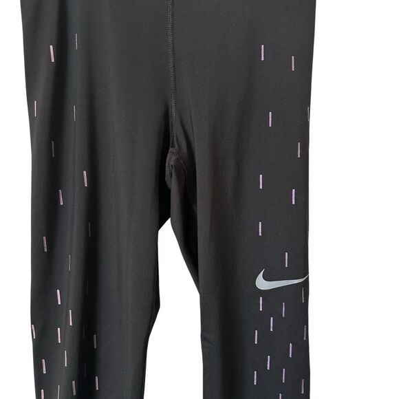 Nike Pro Dri Fit Leggings Women Small Black /Purple Pattern  Training Capri - Picture 2 of 5